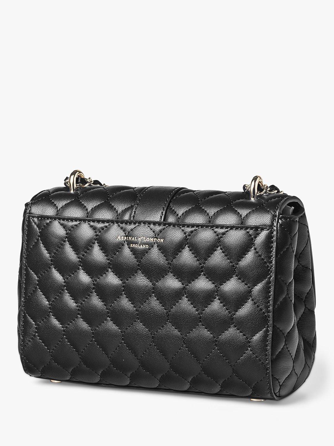 Sac d'épaule Aspinal Lottie Small en cuir matelassé lisse, importé du Royaume-Uni