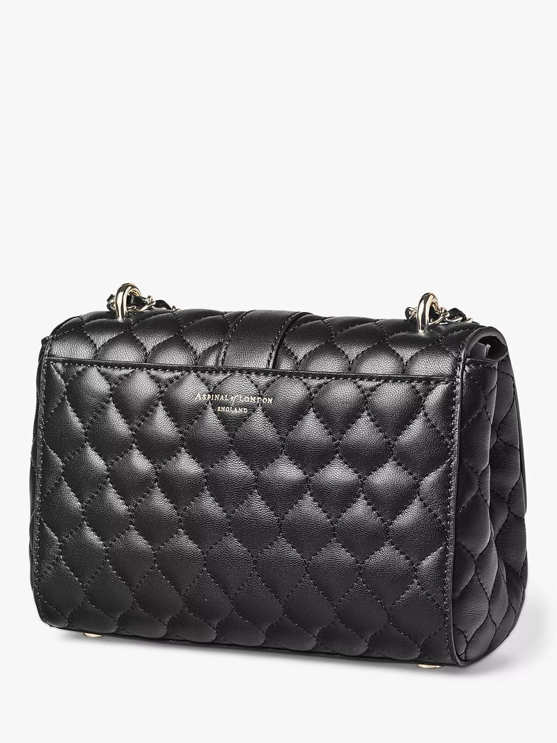 Aspinal Lottie Small smooth quilted leather shoulder bag, imported from the UK