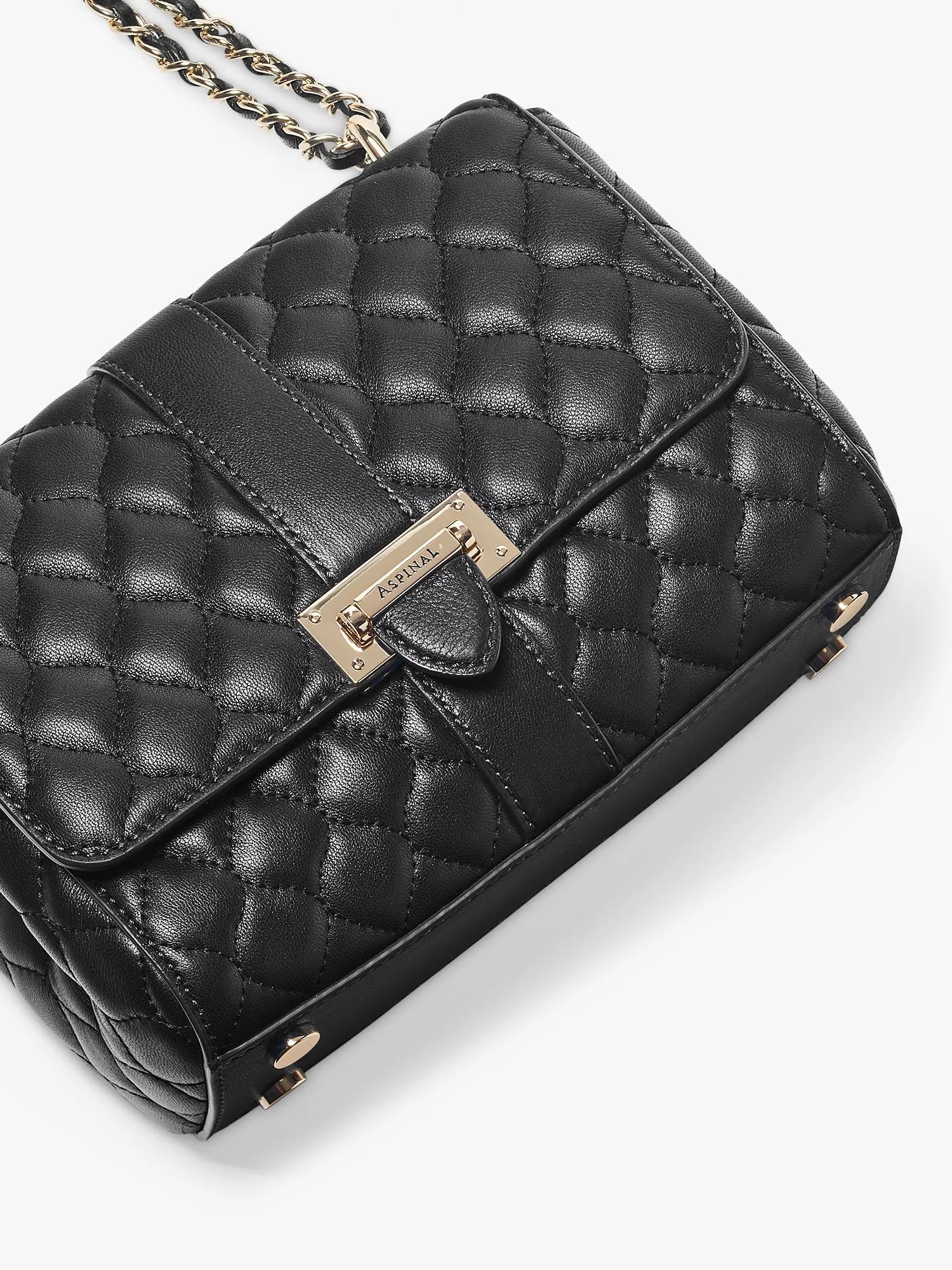 Aspinal Lottie Small smooth quilted leather shoulder bag, imported from the UK