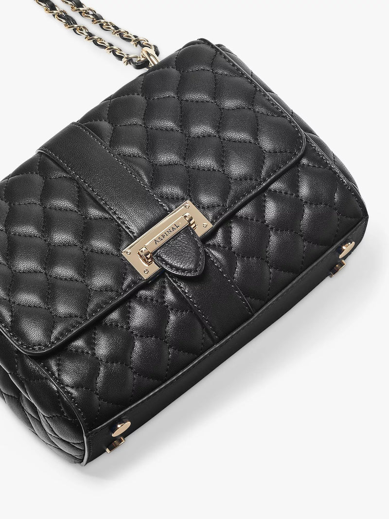 Aspinal Lottie Small smooth quilted leather shoulder bag, imported from the UK