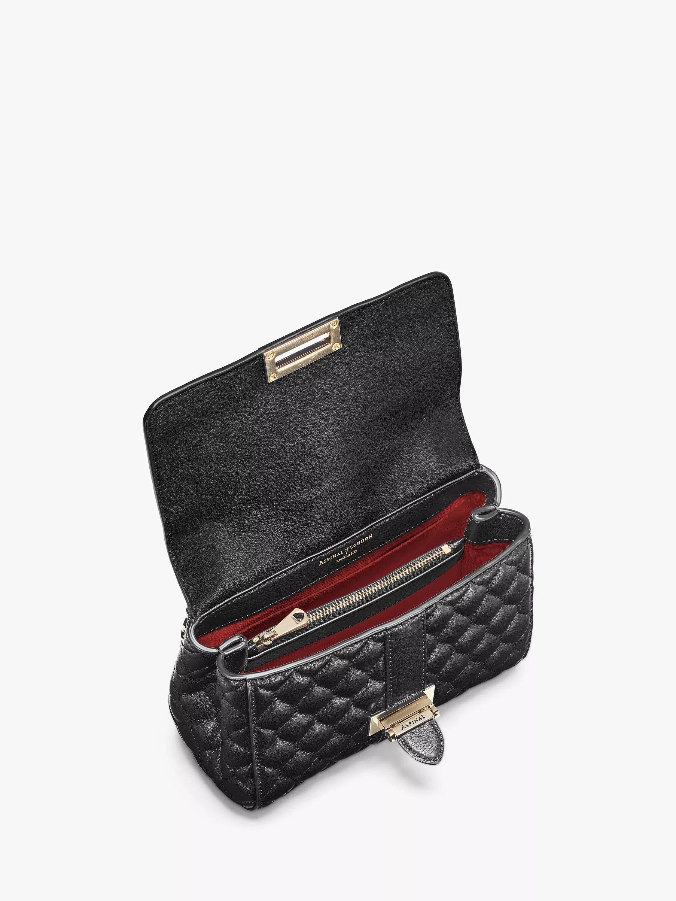 Aspinal Lottie Small smooth quilted leather shoulder bag, imported from the UK