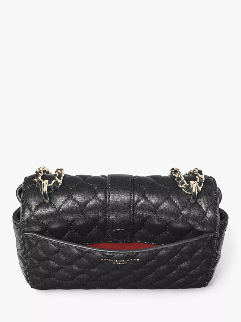 Aspinal Lottie Small smooth quilted leather shoulder bag, imported from the UK
