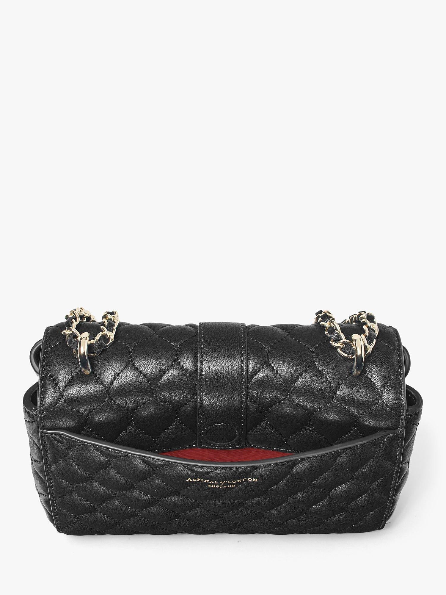 Aspinal Lottie Small smooth quilted leather shoulder bag, imported from the UK