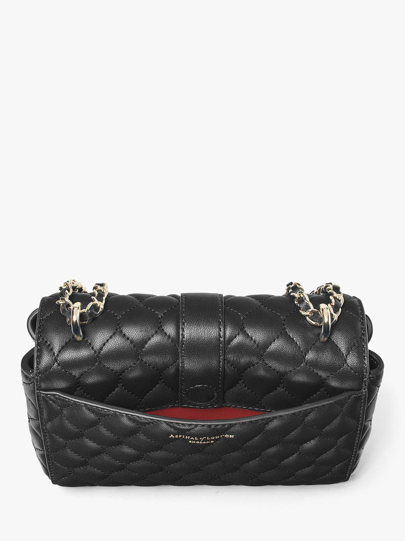 Aspinal Lottie Small smooth quilted leather shoulder bag, imported from the UK