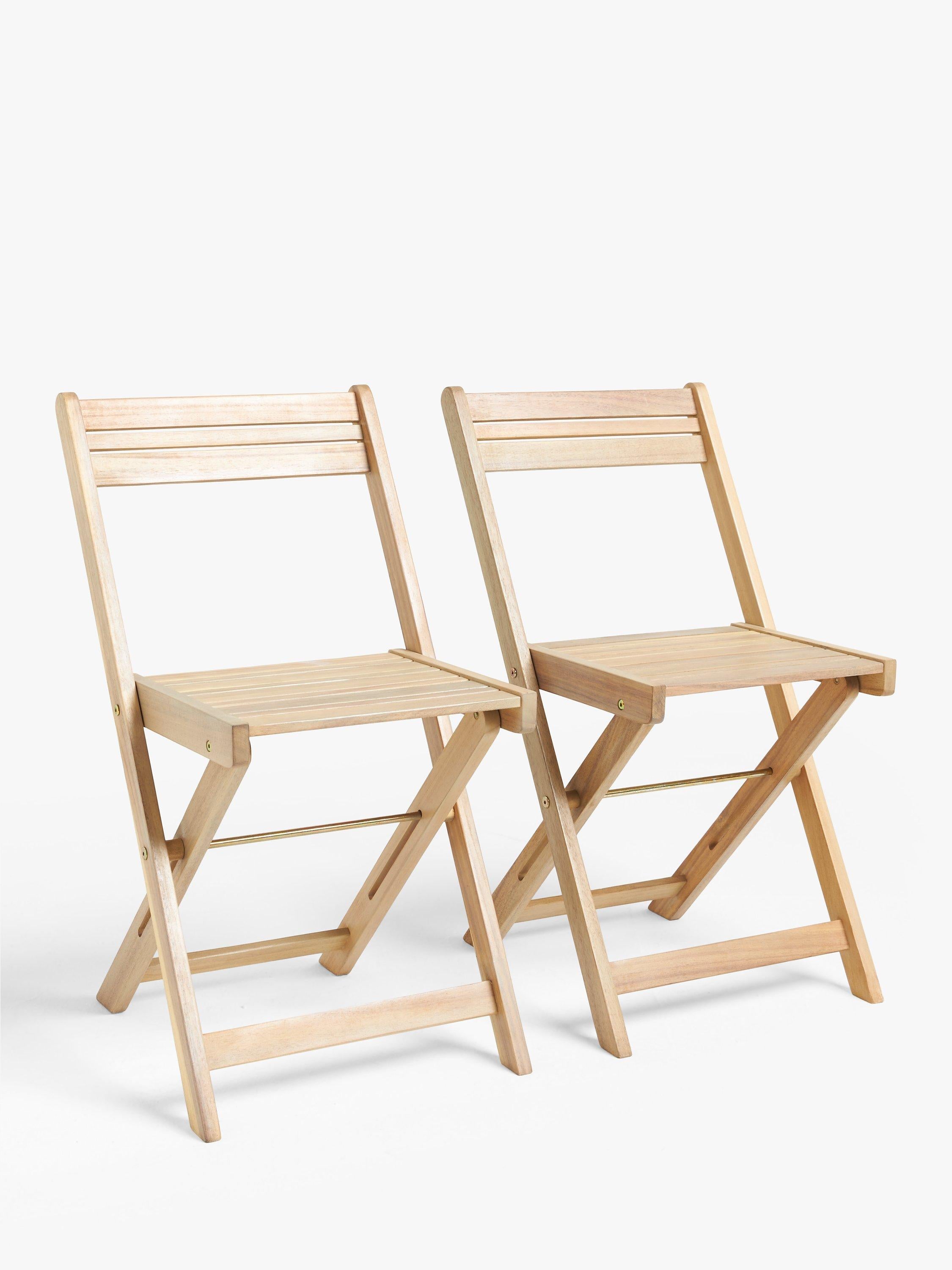 John Lewis acacia wood foldable bistro set, 2-seater natural - British product