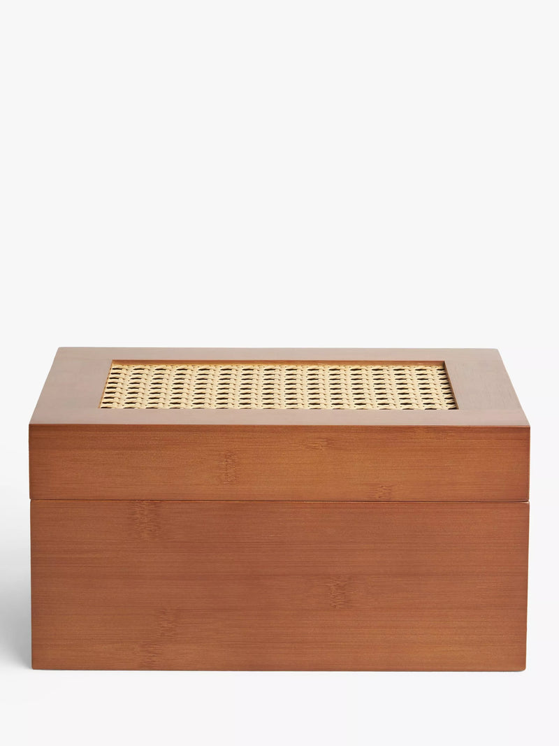 John Lewis poly rattan bamboo storage box cherry wood - British product