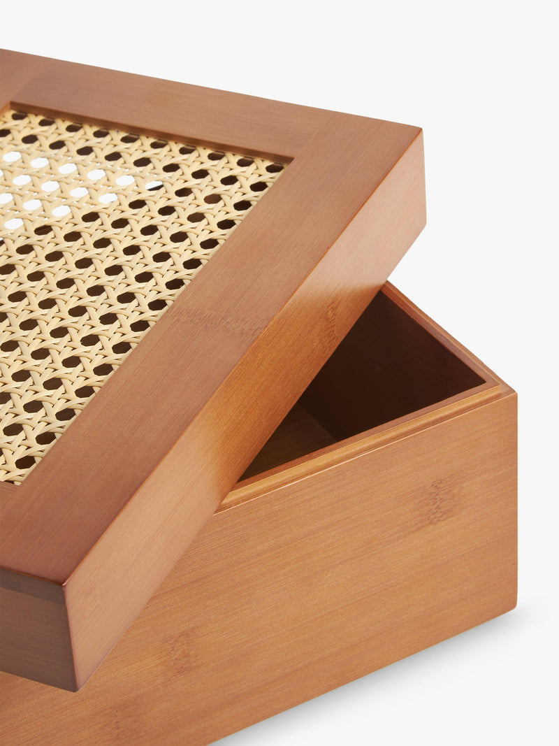 John Lewis poly rattan bamboo storage box cherry wood - British product