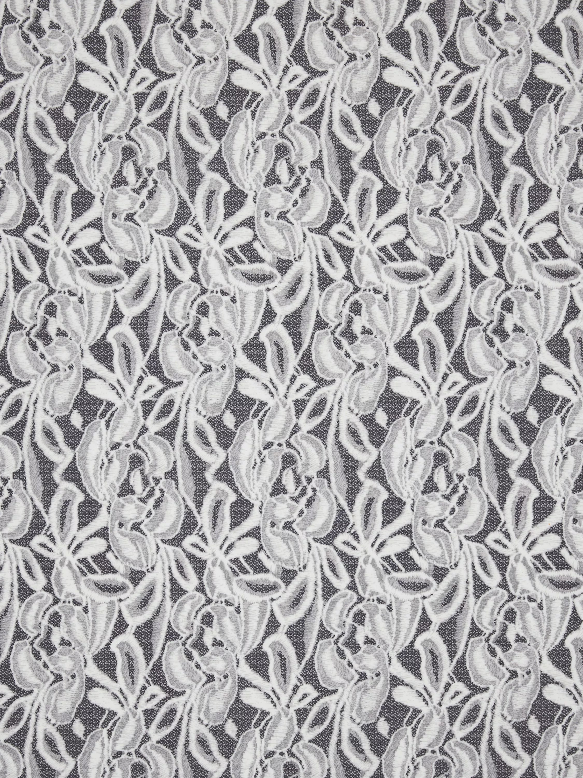 Peter Horton Textiles leaf motif viscose fabric grey 150cm, UK version