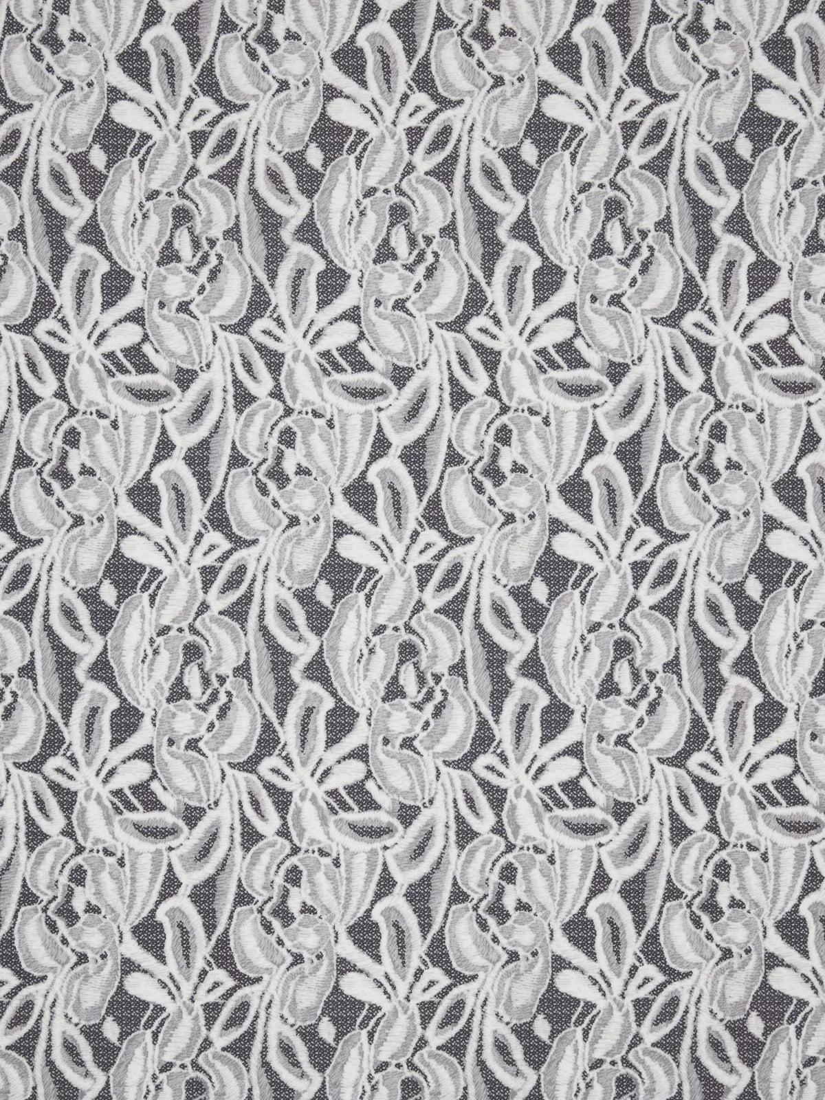 Peter Horton Textiles leaf motif viscose fabric grey 150cm, UK version