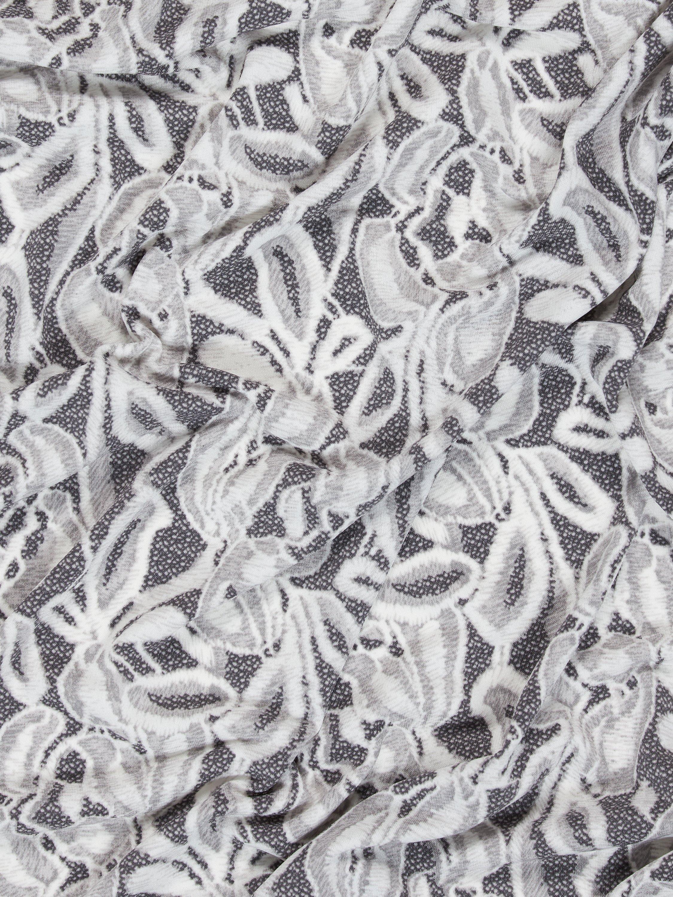 Peter Horton Textiles leaf motif viscose fabric grey 150cm, UK version