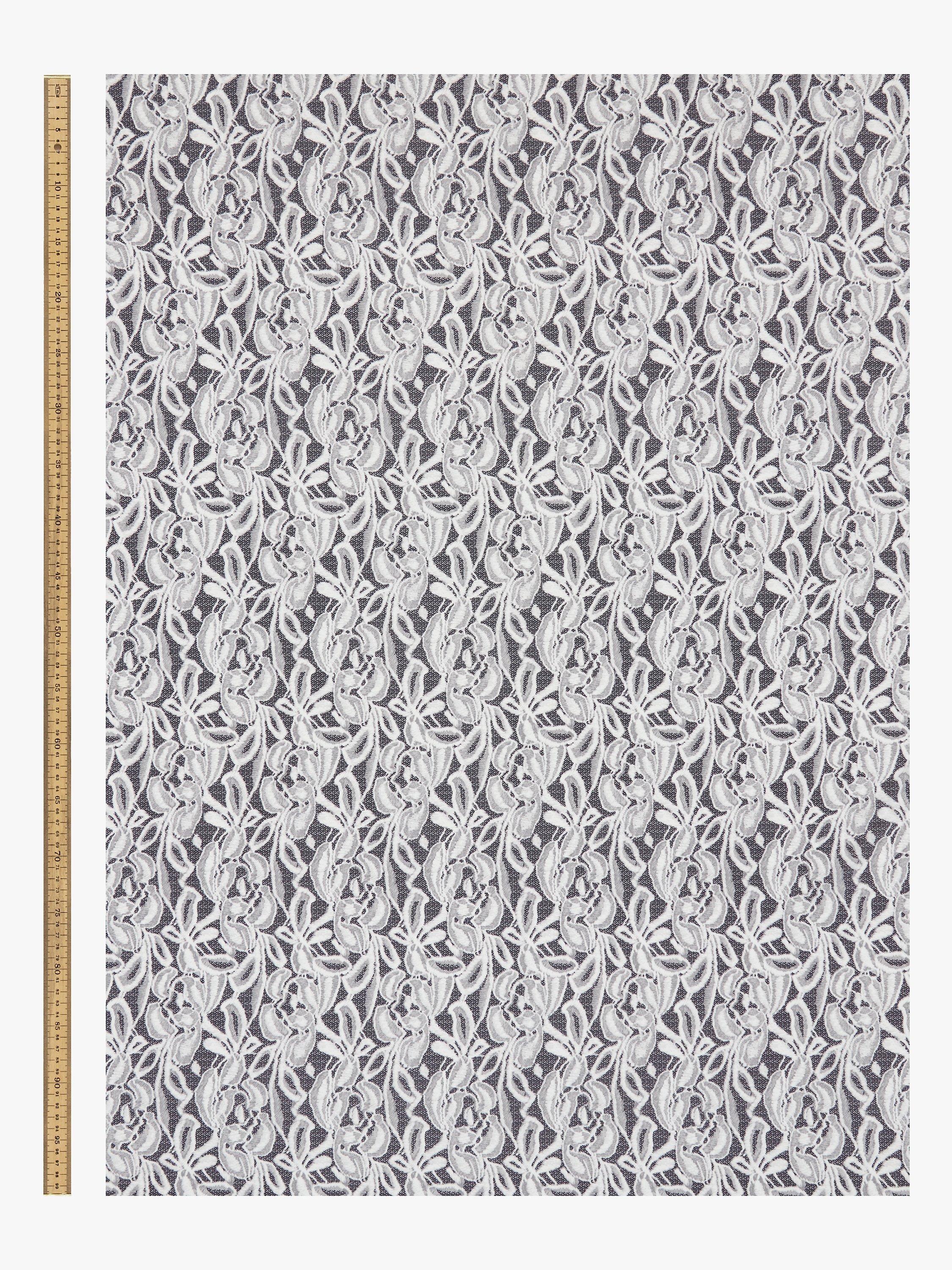 Peter Horton Textiles leaf motif viscose fabric grey 150cm, UK version