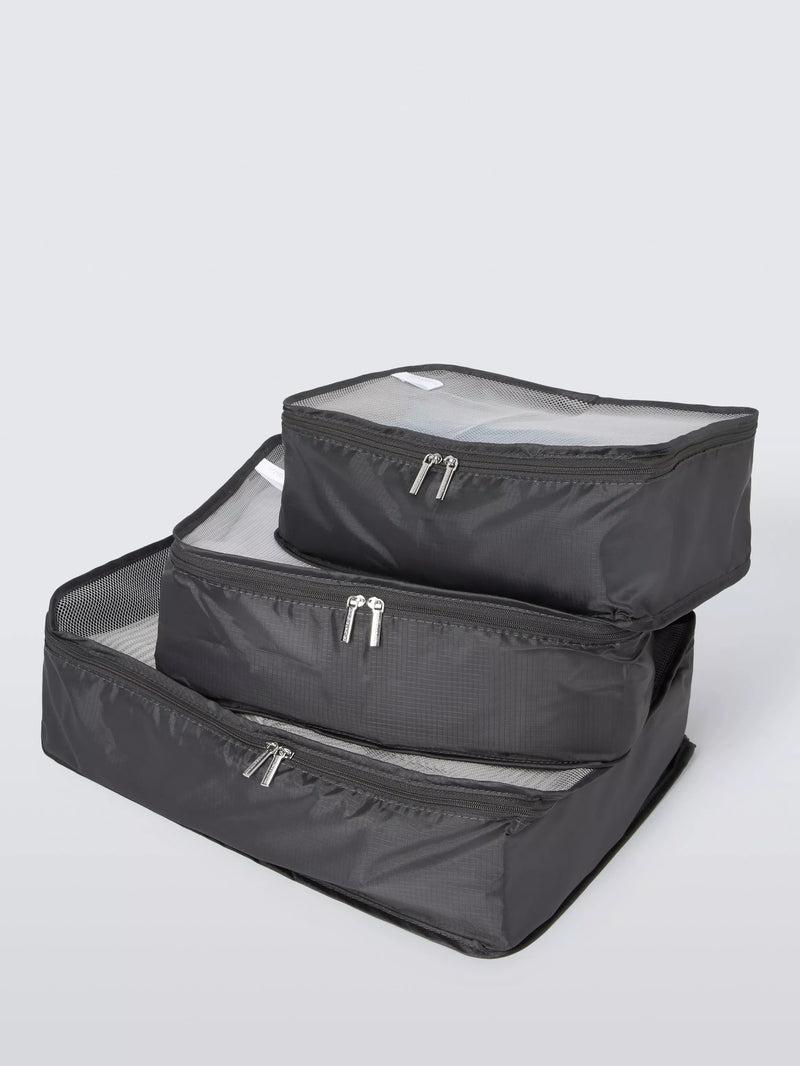 John Lewis packing cubes, set of 3, black, imported from the UK