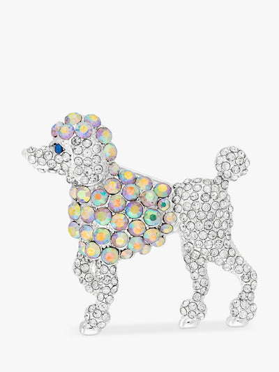 John Lewis Silver-Plated Aurora Borealis Poodle Brooch with Gift Box- Buy online at McGrocer