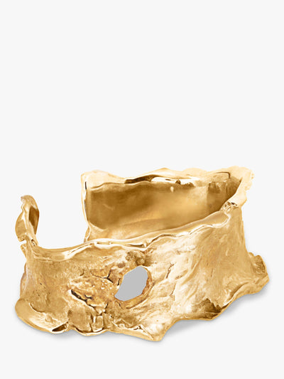 John Lewis Handmade Adjustable 18ct Gold Plated Brass Bangle 5-6.5cm- Buy online at McGrocer