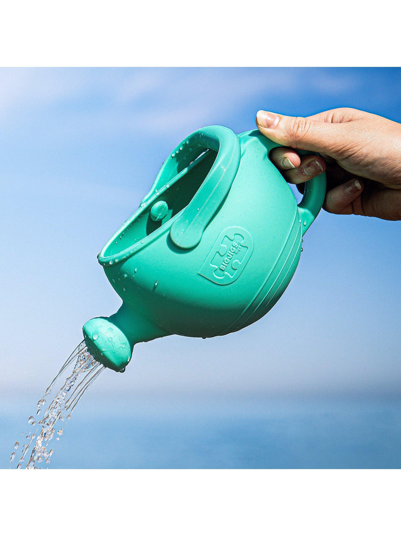 Bigjigs Toys silicone watering can eggshell green, imported from the UK