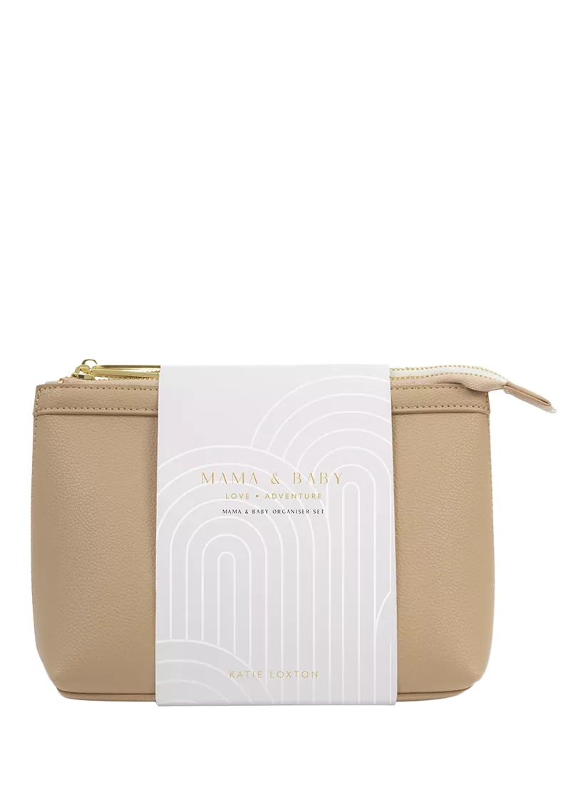 Katie Loxton Mummy & Baby Organiser Pouches Tan White (British brand)