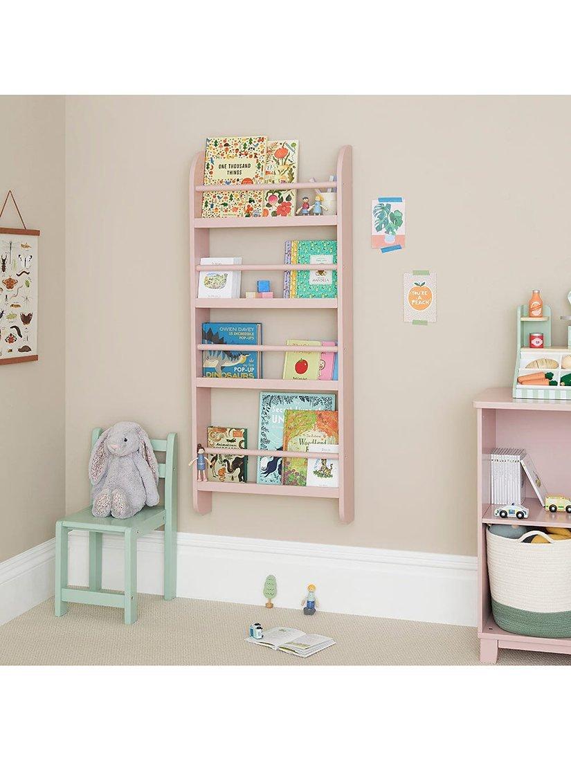 Great Little Trading Co pink narrow gallery bookcase, imported from the UK