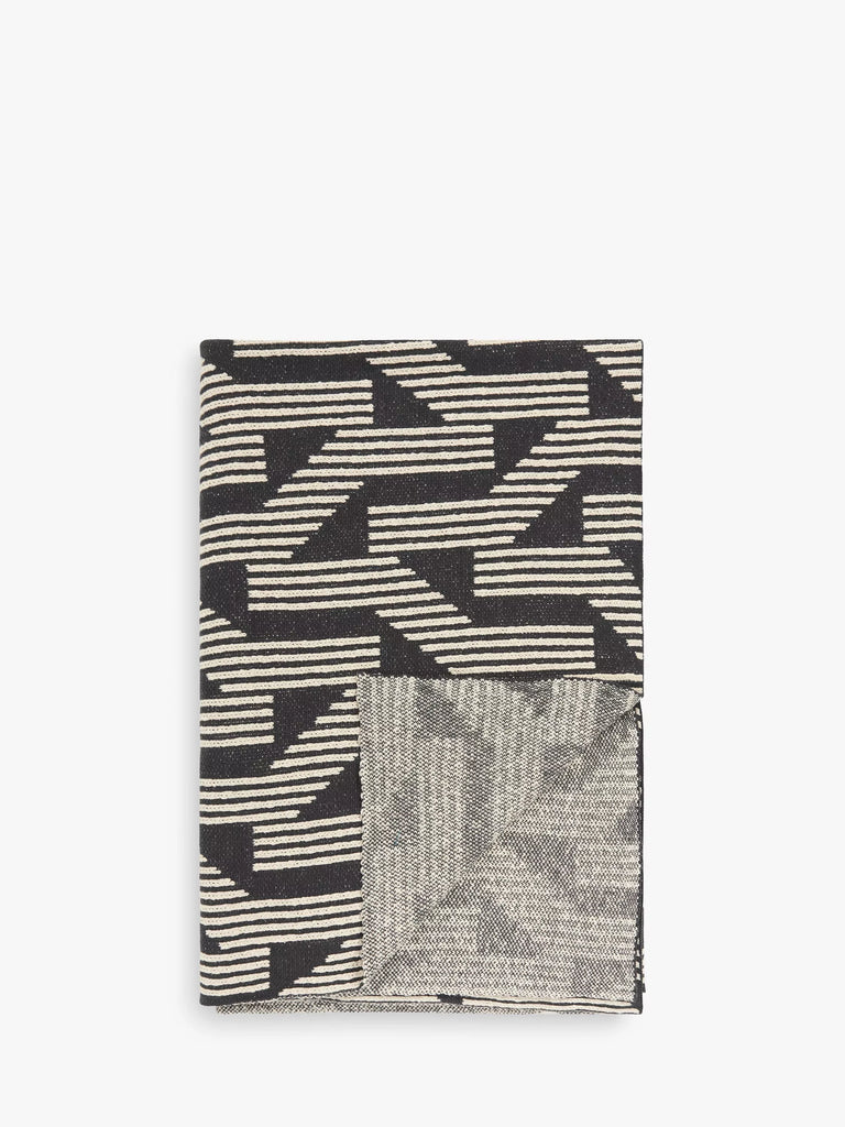 John Lewis Link Graphite Cotton Knit Throw, Graphite