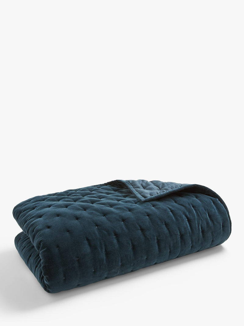 John Lewis Cotton Velvet Quilted Bedspread 220x220cm, UK version