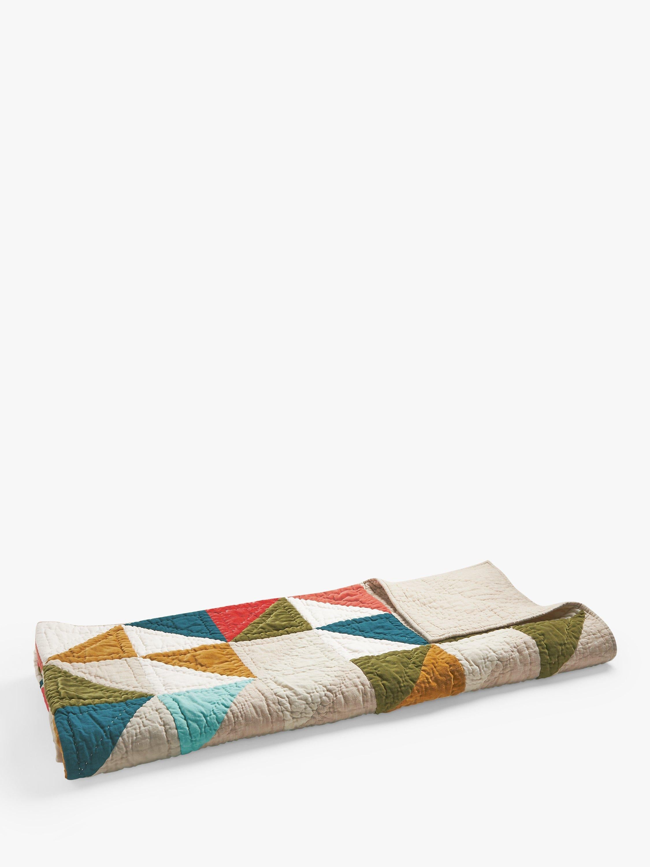 John Lewis colourful patchwork quilted bedspread multi 220 x 220cm, UK version