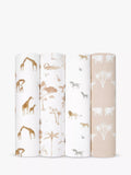 Aden + Anais Safari Print GOTS Organic Cotton Muslin Swaddle Blankets, Pack of 4, Multi