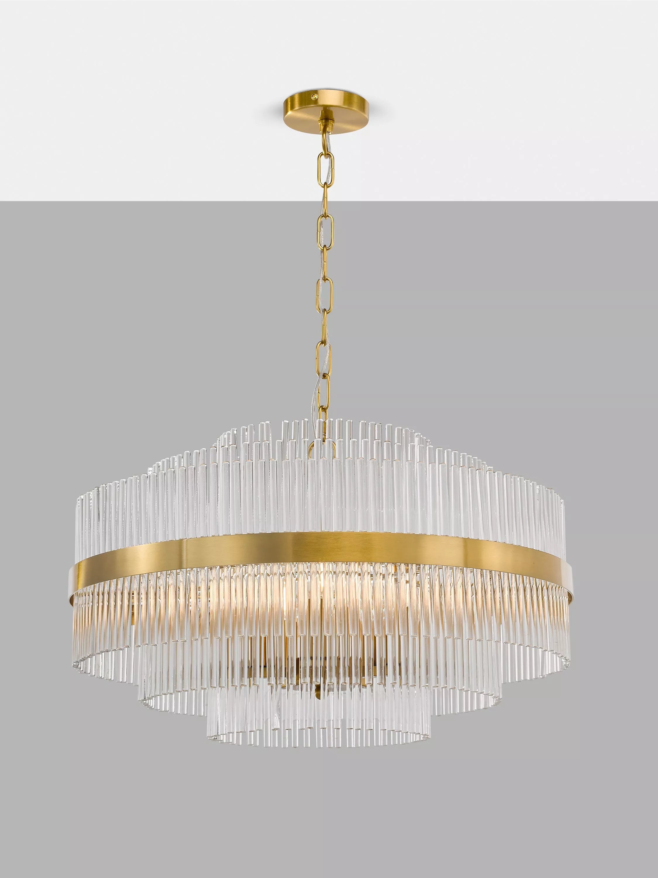 John Lewis Shiminista large chandelier pendant ceiling light matte brass - British product