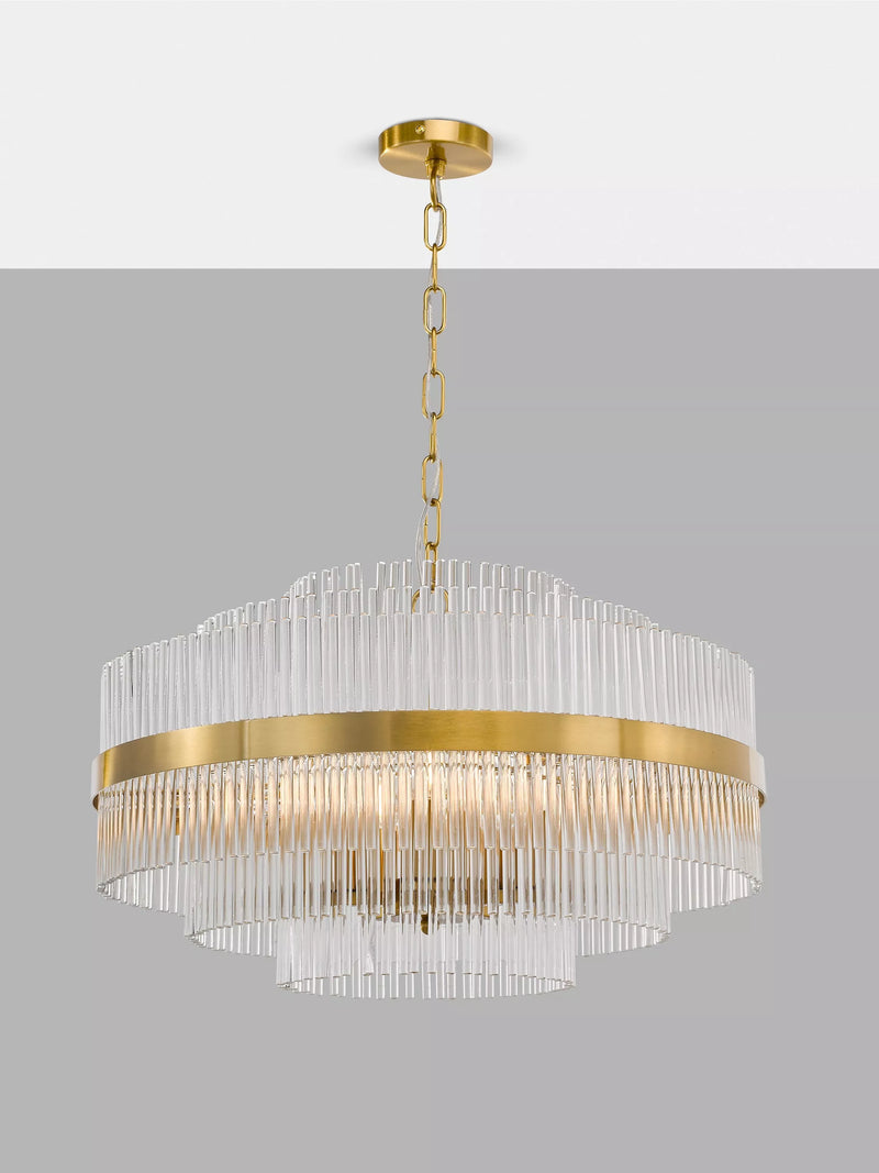 John Lewis Shiminista large chandelier pendant ceiling light matte brass - British product