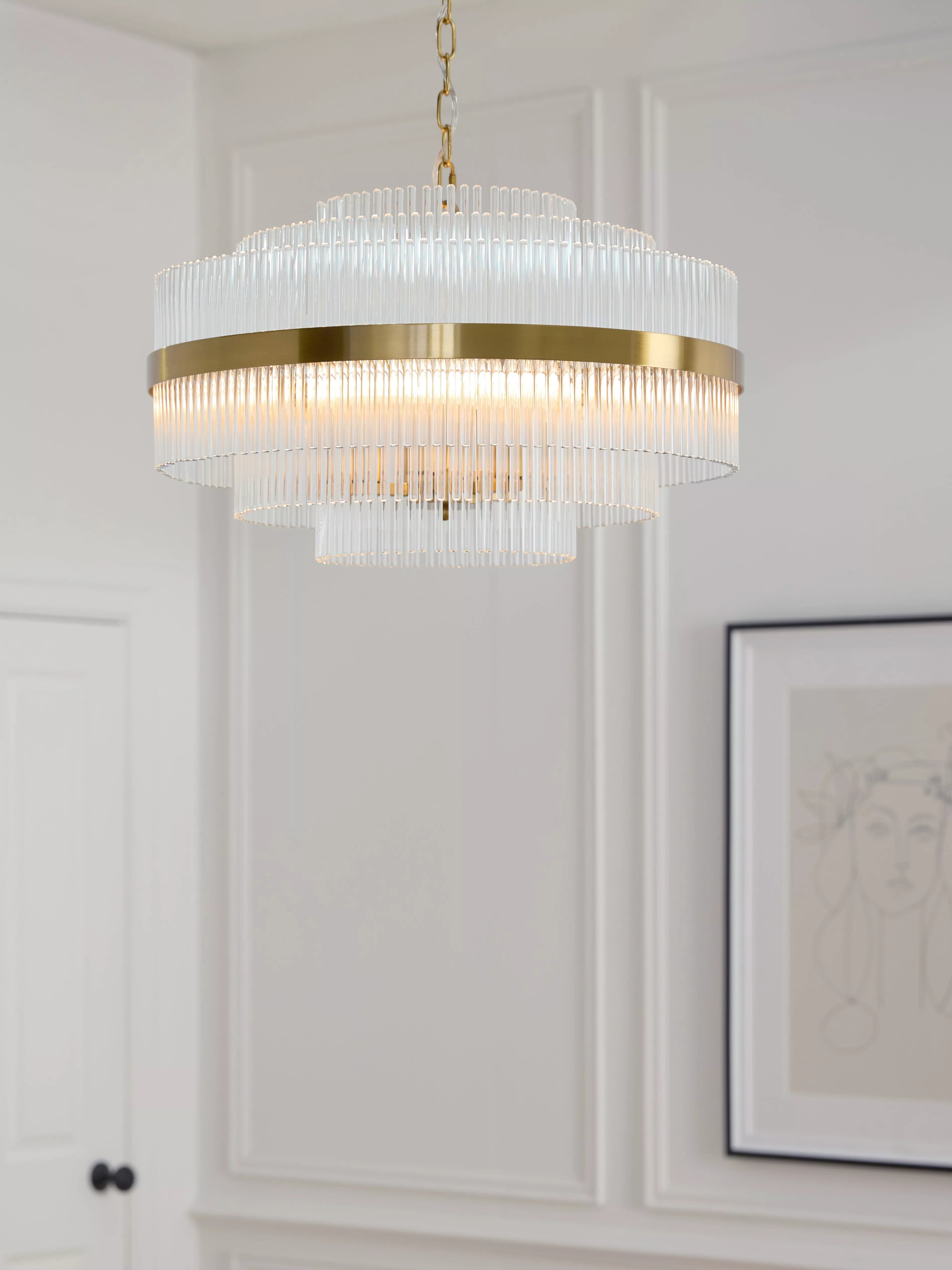 John Lewis Shiminista large chandelier pendant ceiling light matte brass - British product