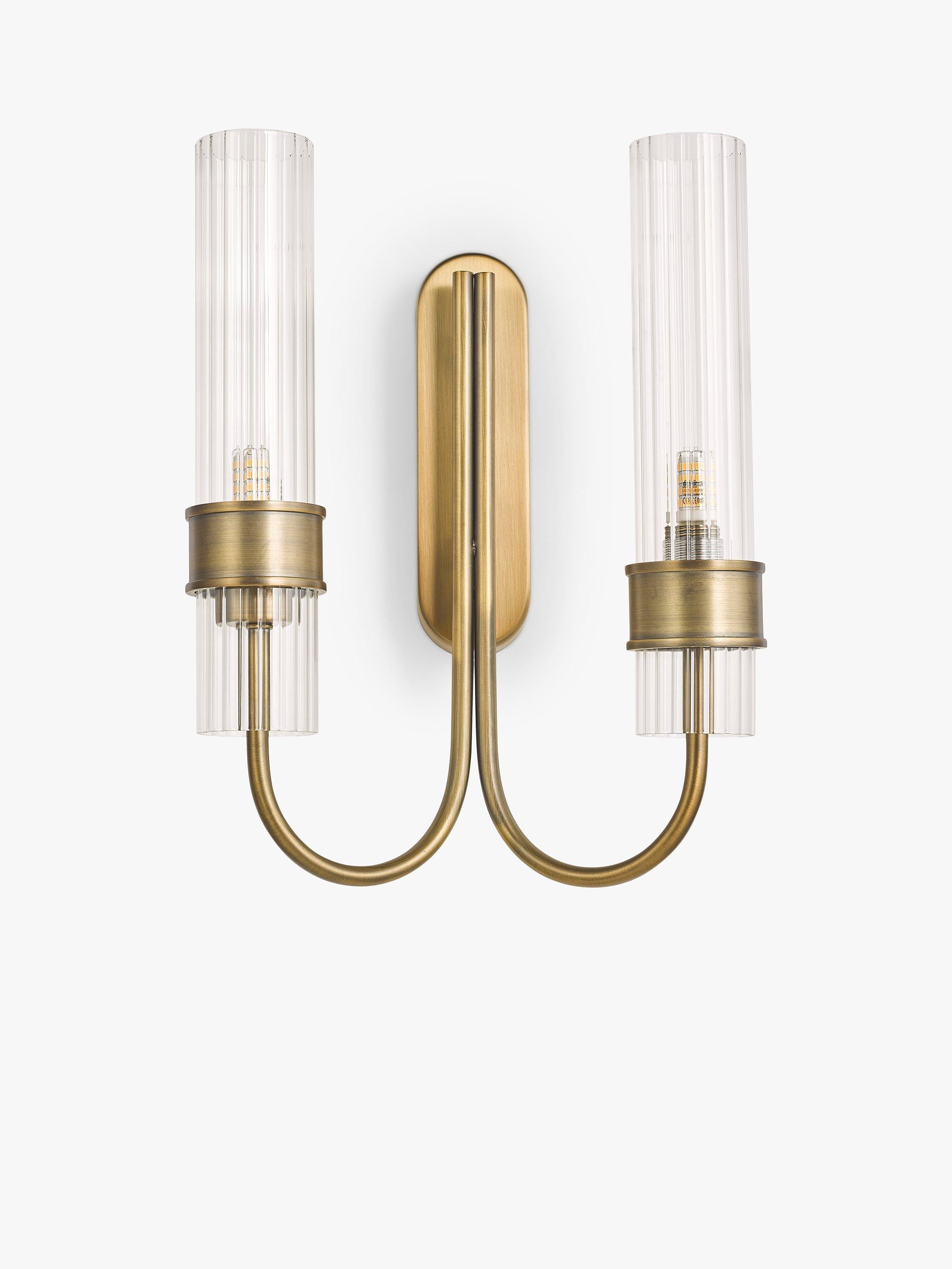 John Lewis fluted glass wall light brass finish (British brand)