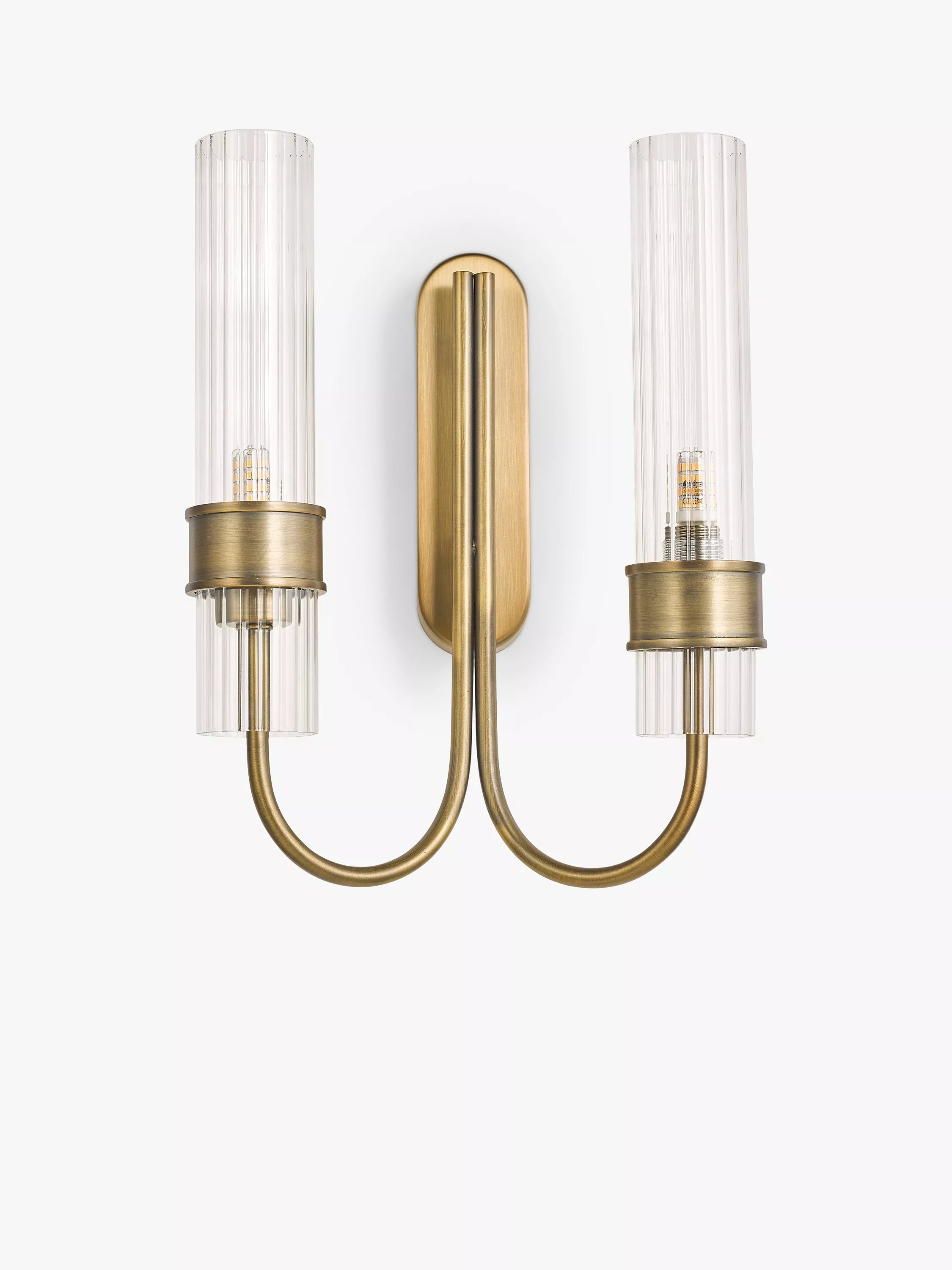 John Lewis fluted glass wall light brass finish (British brand)