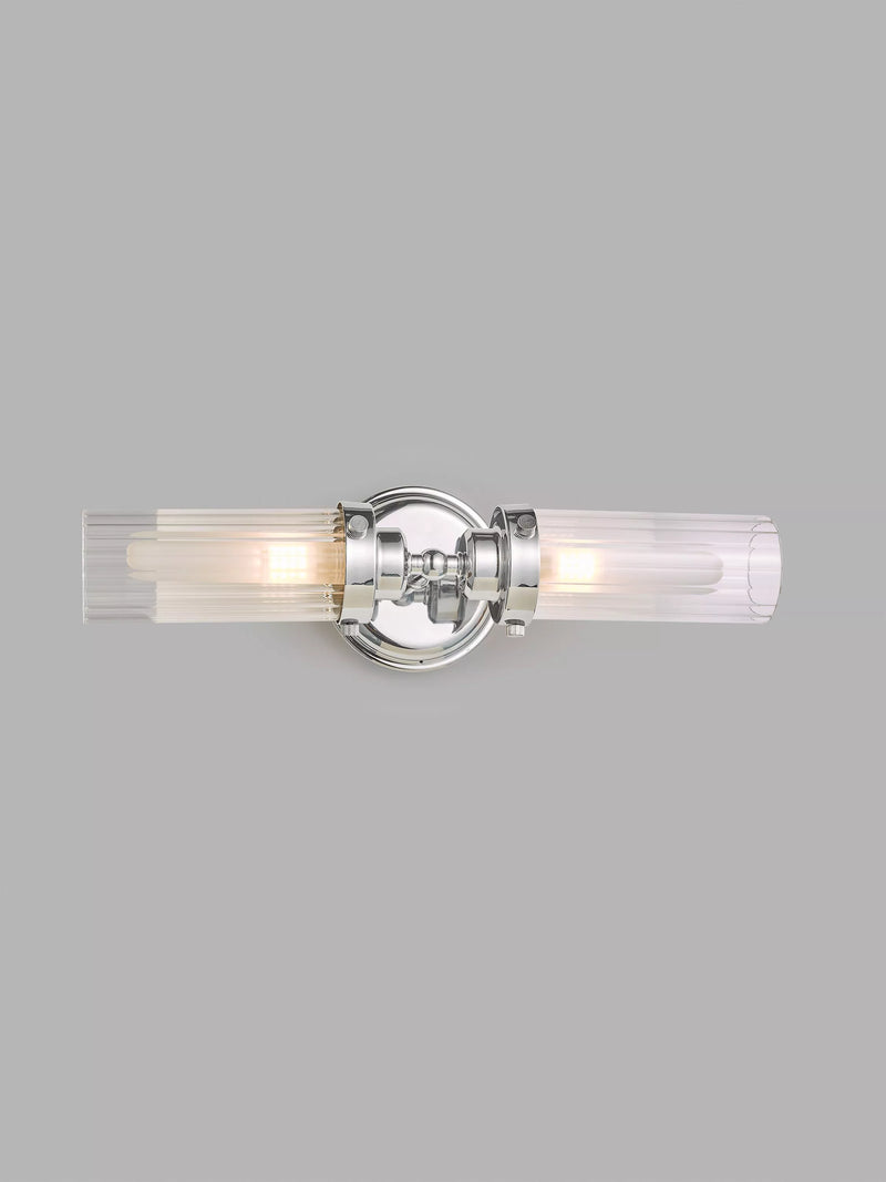 John Lewis Ribbed Glass Double Arm Bathroom Wall Light