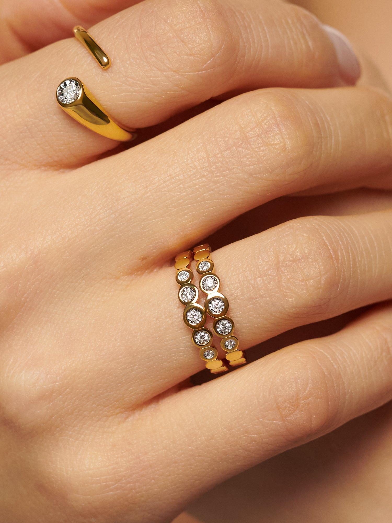 Monica Vinader Diamant-Halb-Eternity-Ring, importiert aus dem Vereinigten Königreich