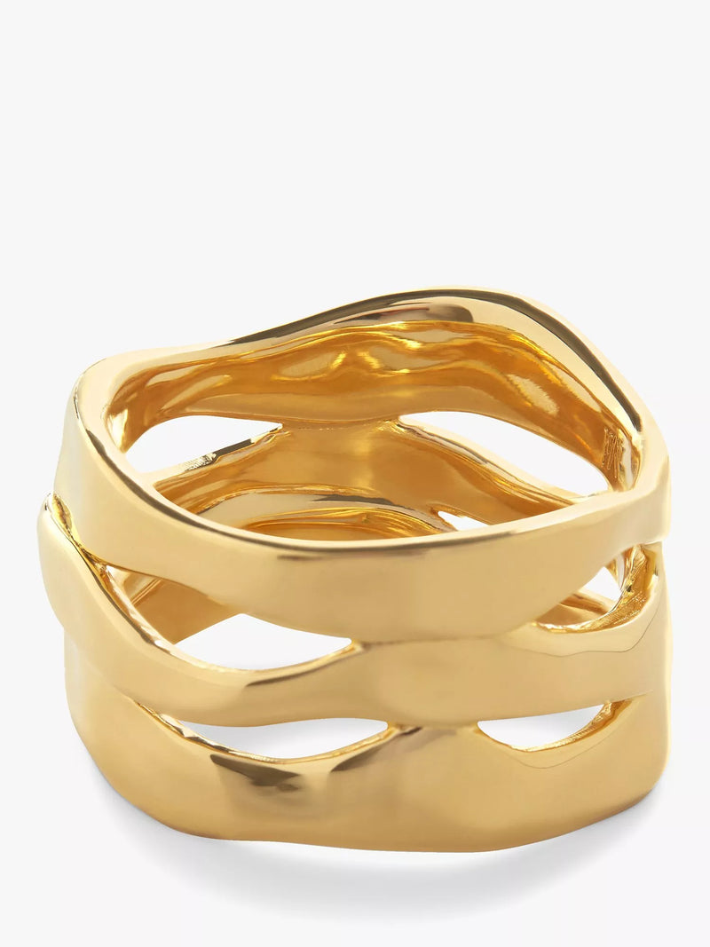 Monica Vinader Wave Triple Band Ring, Gold