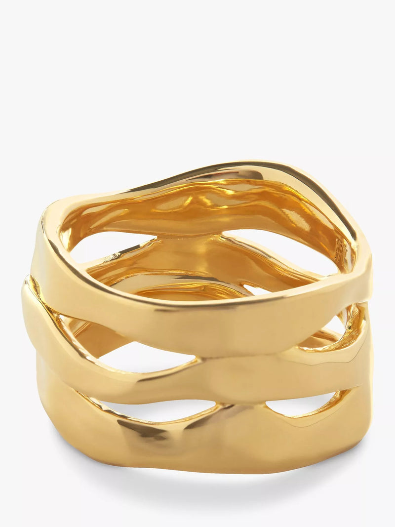 Monica Vinader Wave Triple Band Ring, Gold