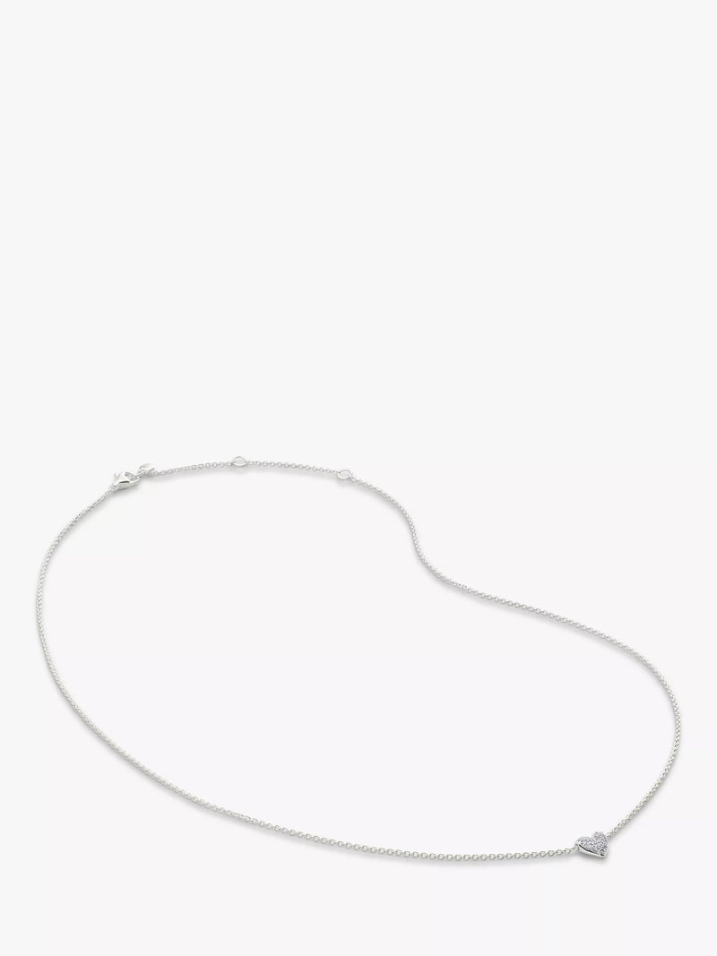 Monica Vinader diamond heart necklace sterling silver 45.7cm (British brand)