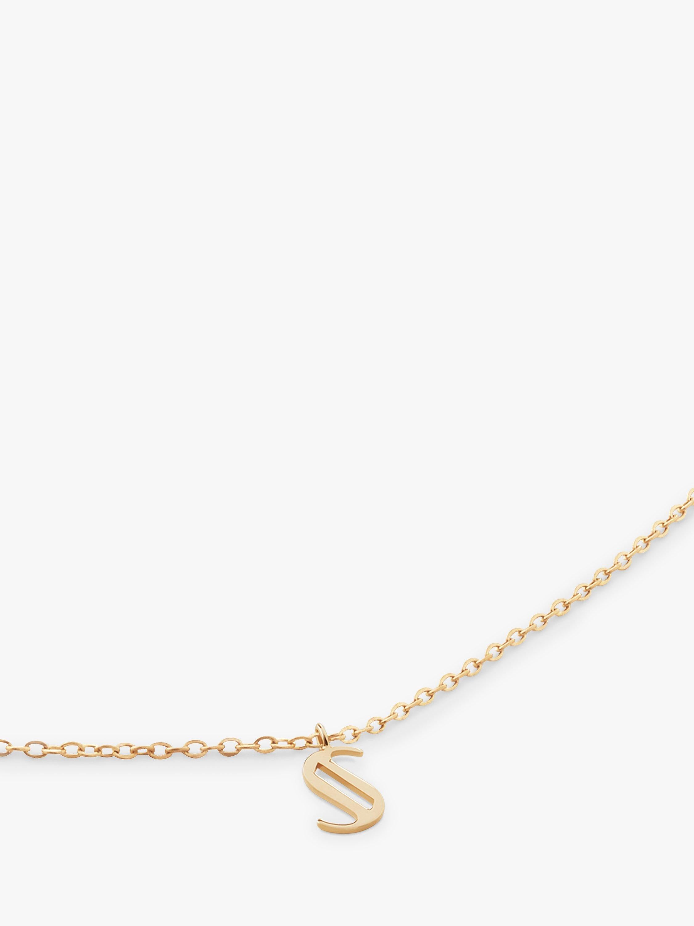 Monica Vinader yellow gold small initial pendant necklace, British brand