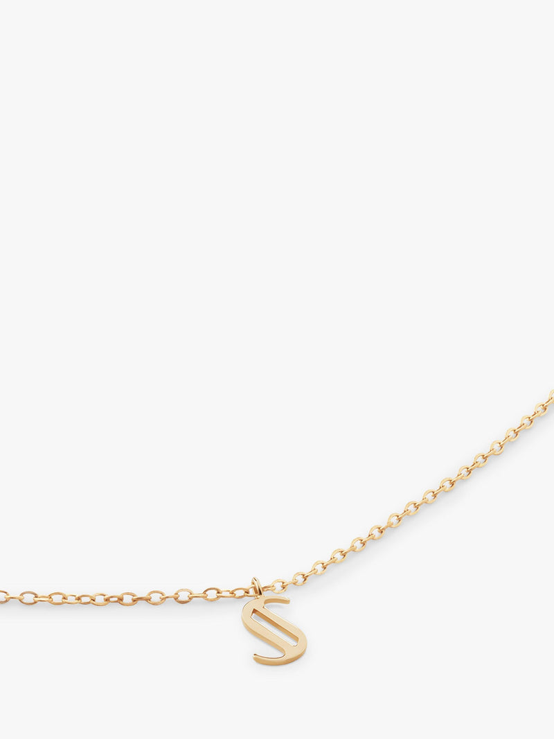Monica Vinader yellow gold small initial pendant necklace, British brand