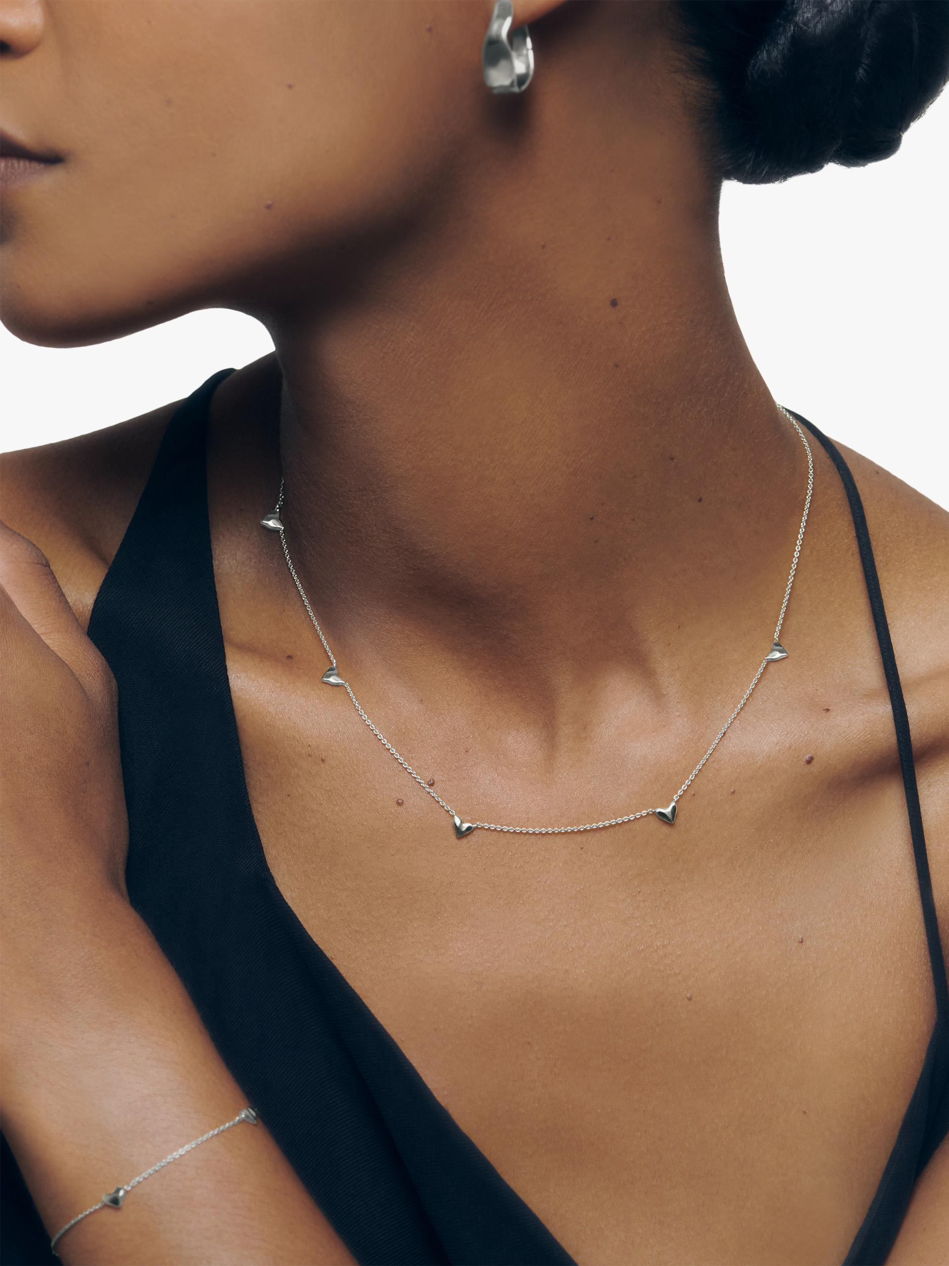 Collier à chaînettes cœur Monica Vinader argent sterling, version UK