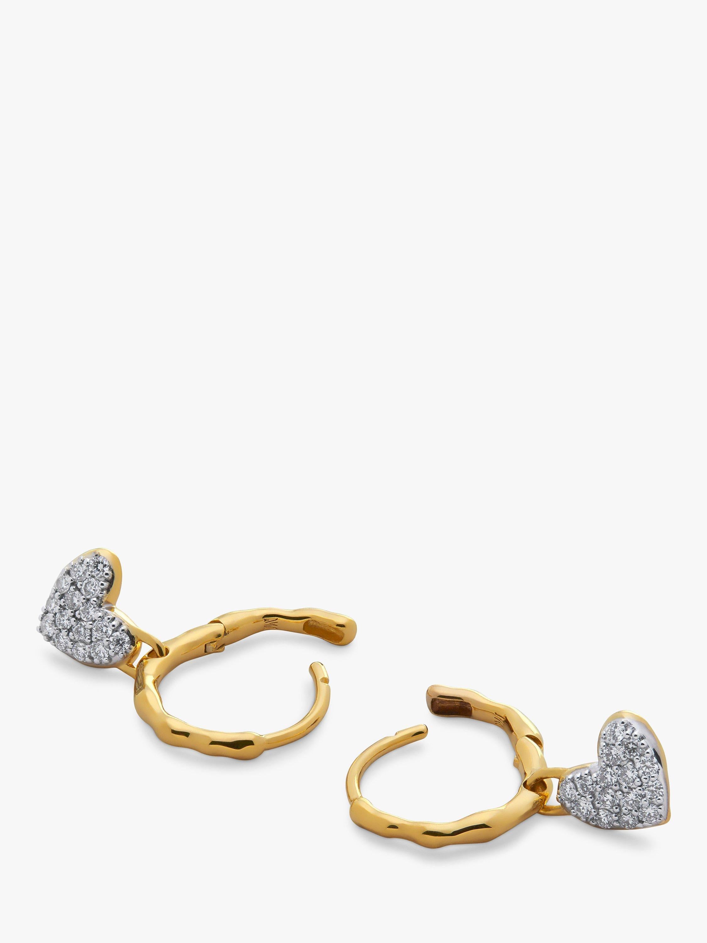 Monica Vinader lab grown diamond heart huggie earrings gold, UK version
