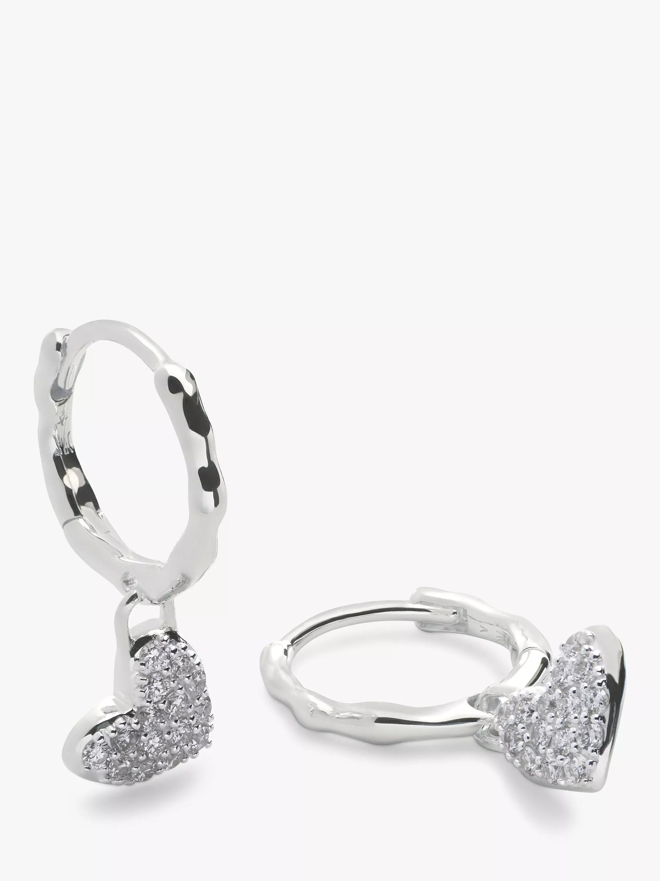 Monica Vinader diamond heart drop earrings silver, UK version