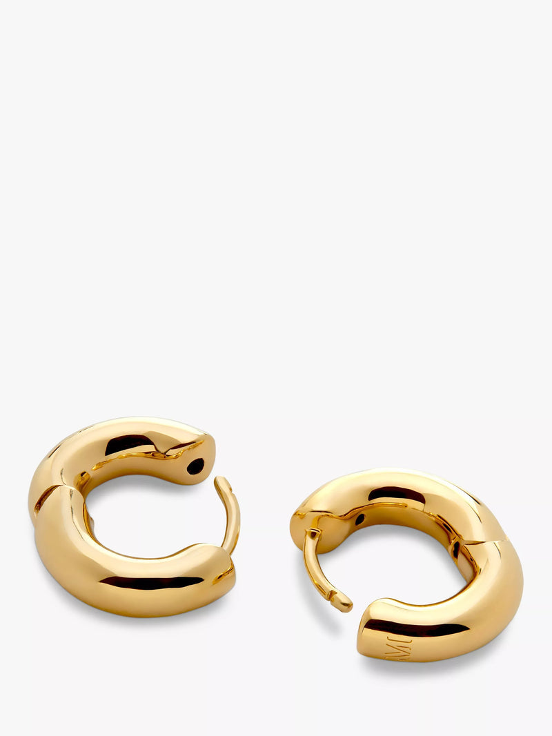 Monica Vinader huggie hoop earrings 18ct gold vermeil, imported from the UK