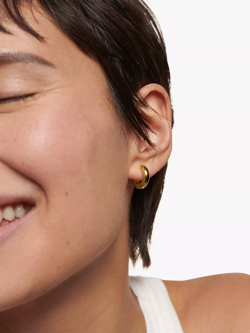 Monica Vinader huggie hoop earrings 18ct gold vermeil, imported from the UK