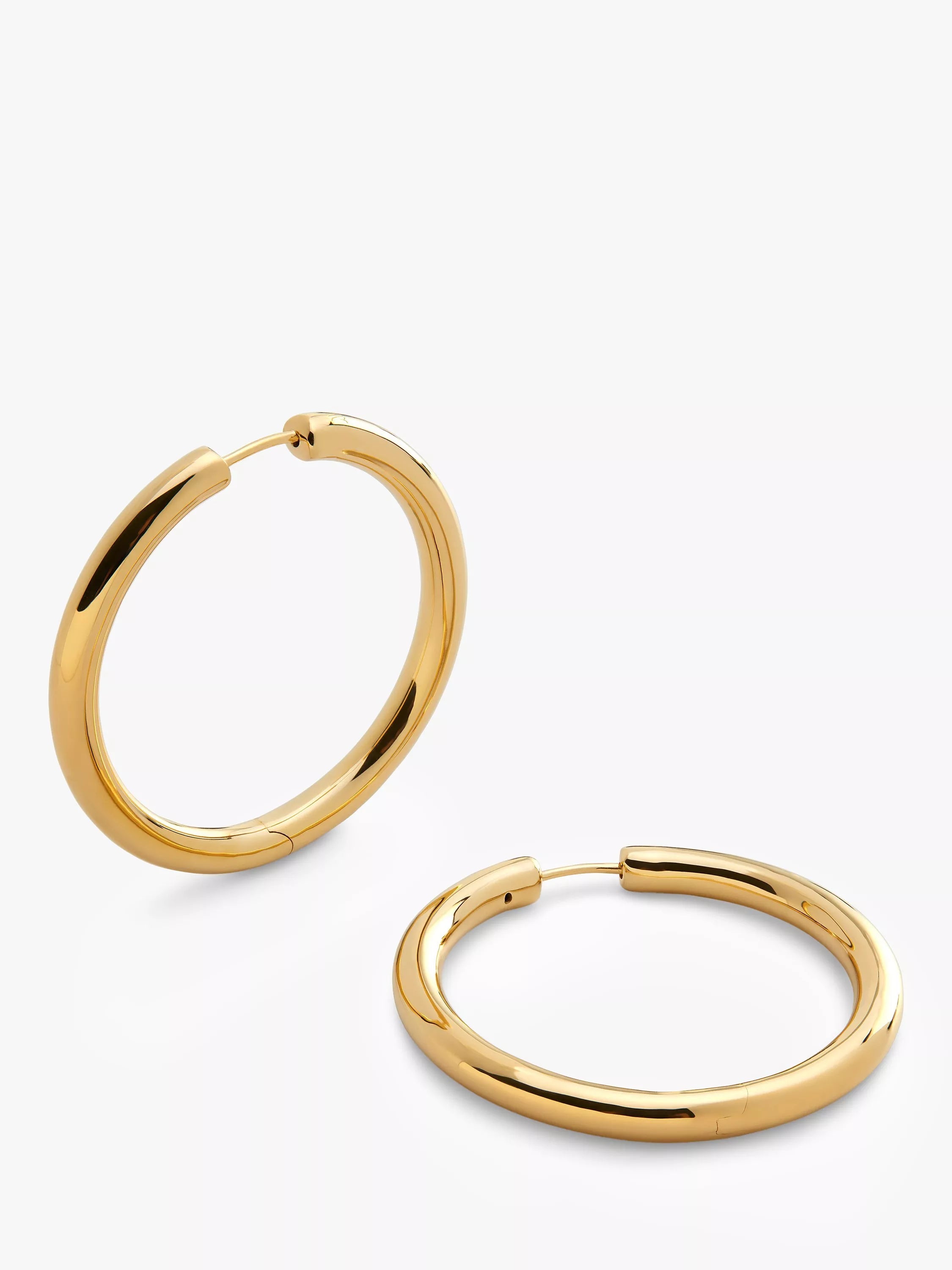 Monica Vinader large gold hoop earrings (British brand)