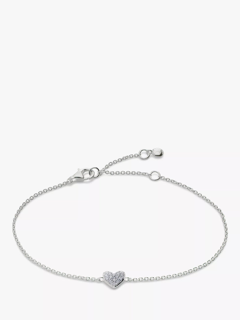 Monica Vinader diamond heart chain bracelet adjustable, imported from the UK