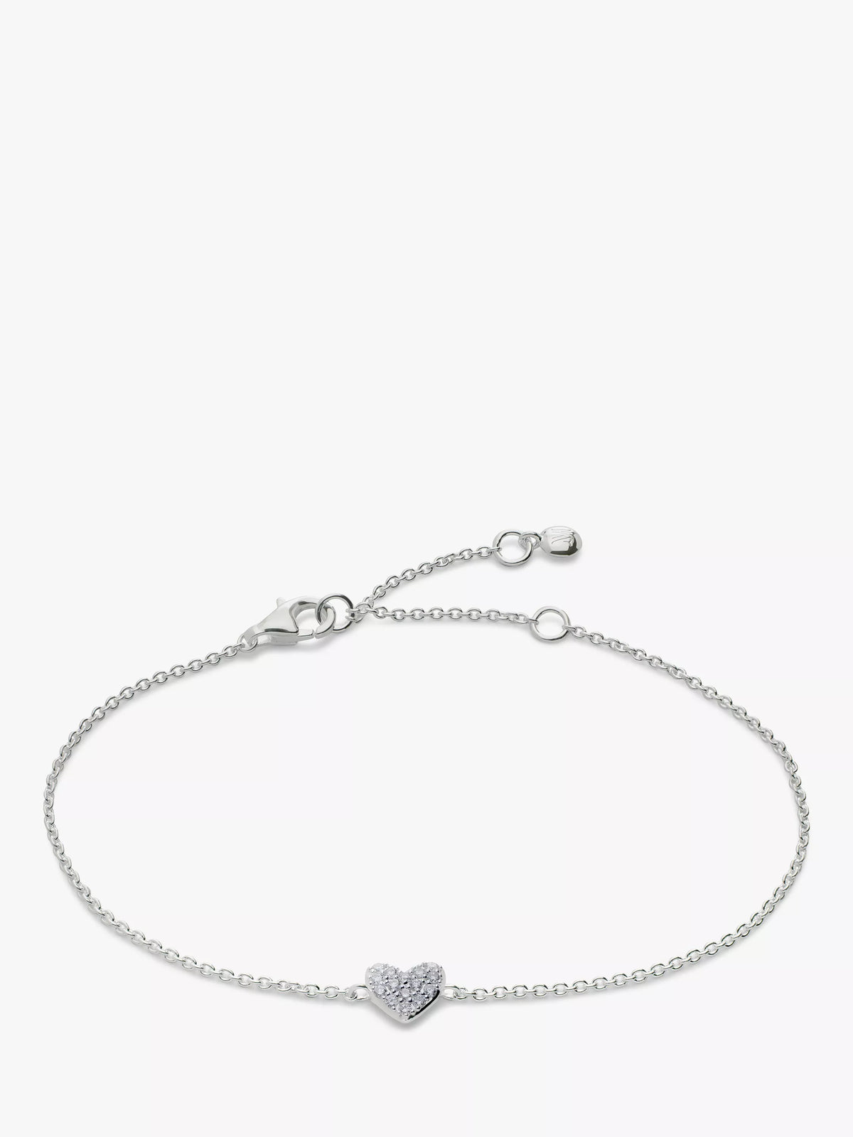 Monica Vinader diamond heart chain bracelet adjustable, imported from the UK