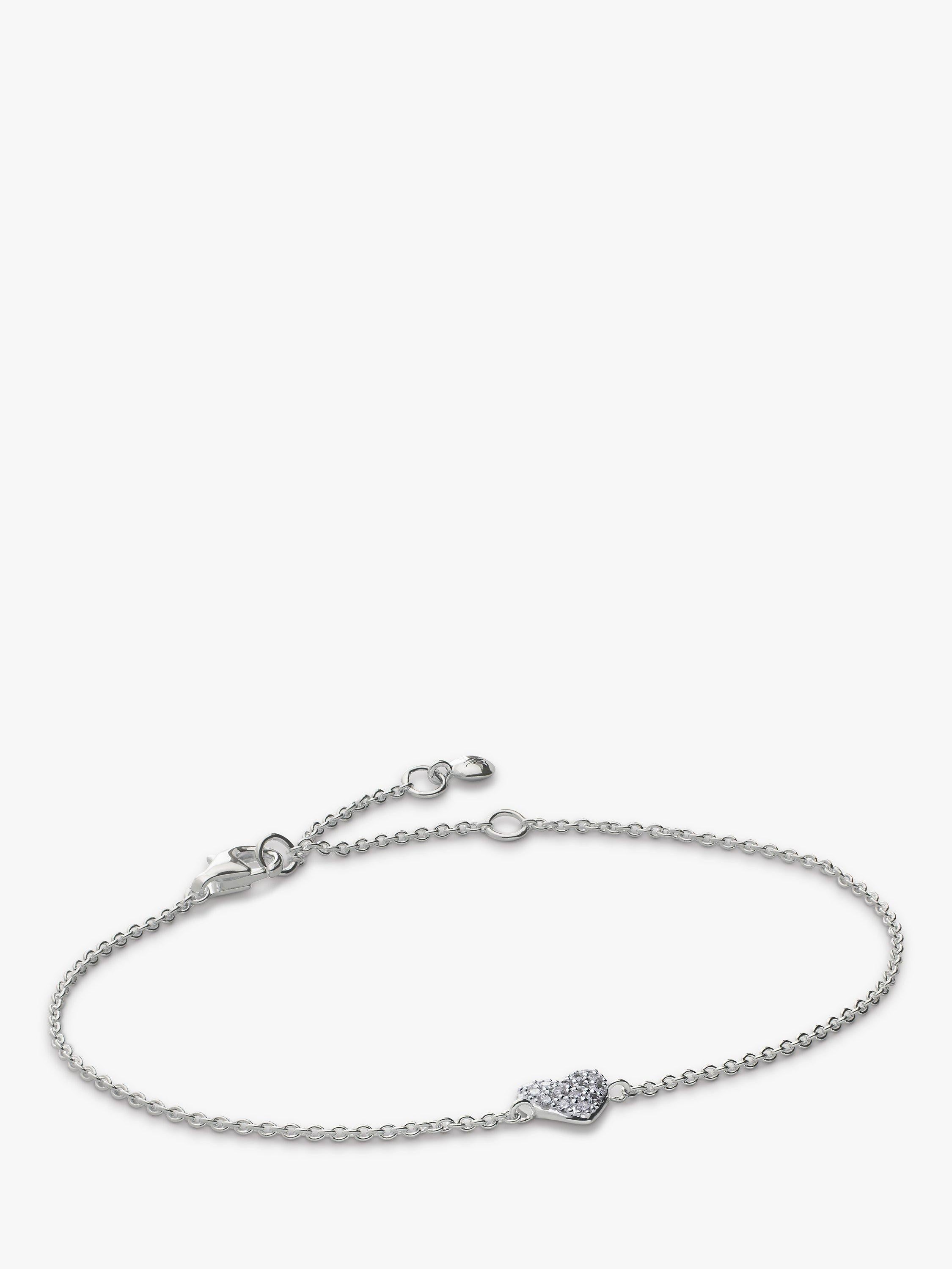 Monica Vinader diamond heart chain bracelet adjustable, imported from the UK