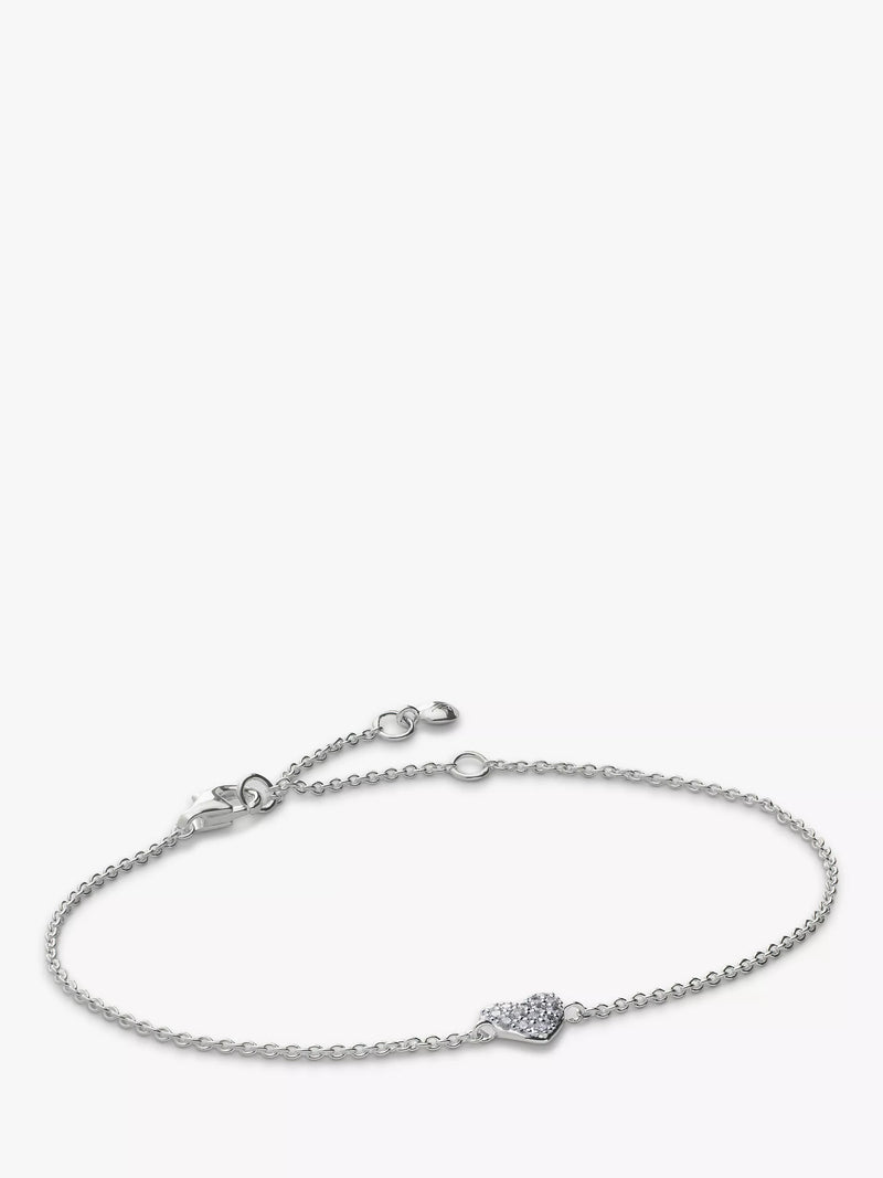 Monica Vinader diamond heart chain bracelet adjustable, imported from the UK