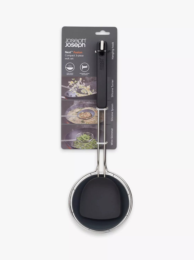 Joseph Joseph compact wok set with silicone tools and skimmer, 3 piece, UK version
