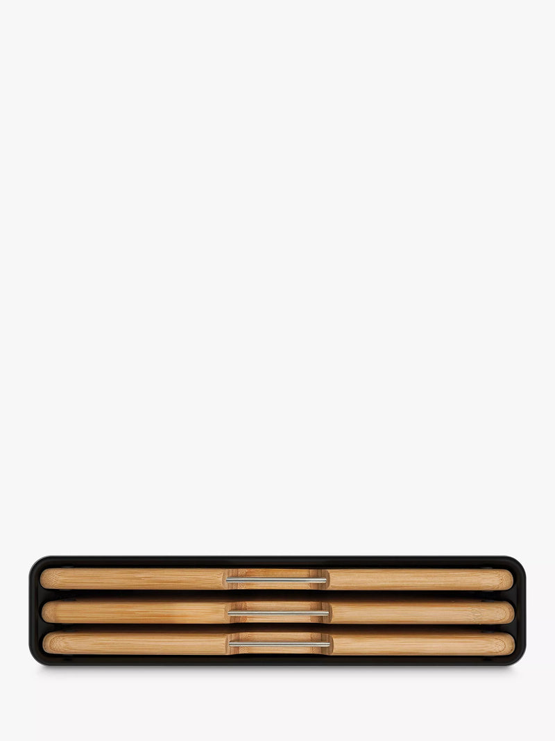 Joseph Joseph Folio bamboo chopping boards set stainless steel case - British product