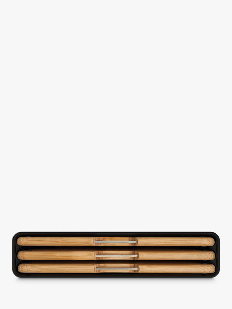 Joseph Joseph Folio bamboo chopping boards set stainless steel case - British product